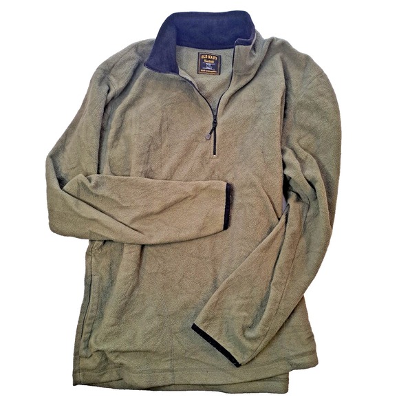 Old Navy Classic Mens XL Quarter Zip Fleece Pullover Olive Green Mock Neck - Picture 2 of 2